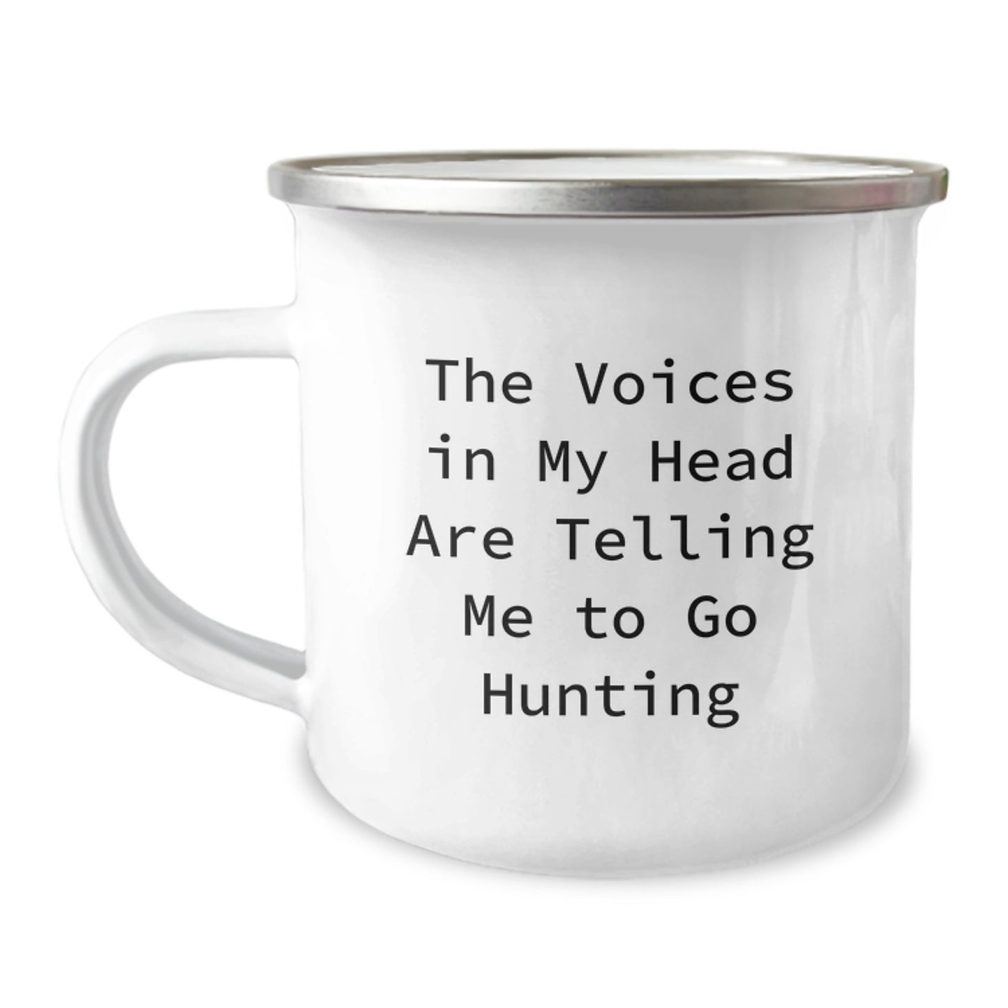 Funny Hunting Quotes Gifts from Men to Friends for Christmas - The Voices In My Head Are Telling Me To Go Hunting Camping Mug - Image 1