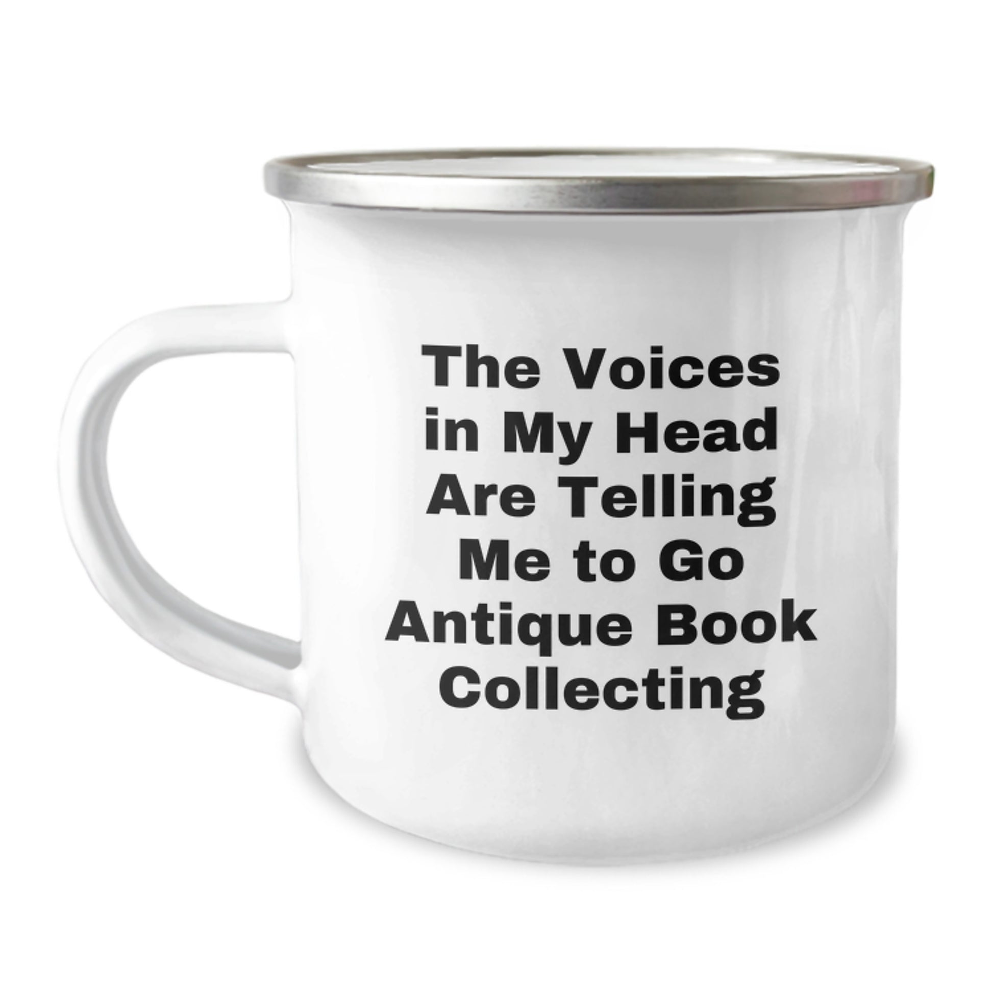 Antique Book Collecting Gifts for Friends from Men - Funny Christmas Unique Mugs with The Voices In My Head Are Telling Me To Go Quote - Camping Mug for Book Lovers - Image 1