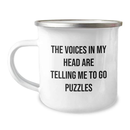 Funny Puzzles Gifts for Men Friends Women Family Christmas Camping Mug - The Voices In My Head Are Telling Me To Go Puzzles - Image 1