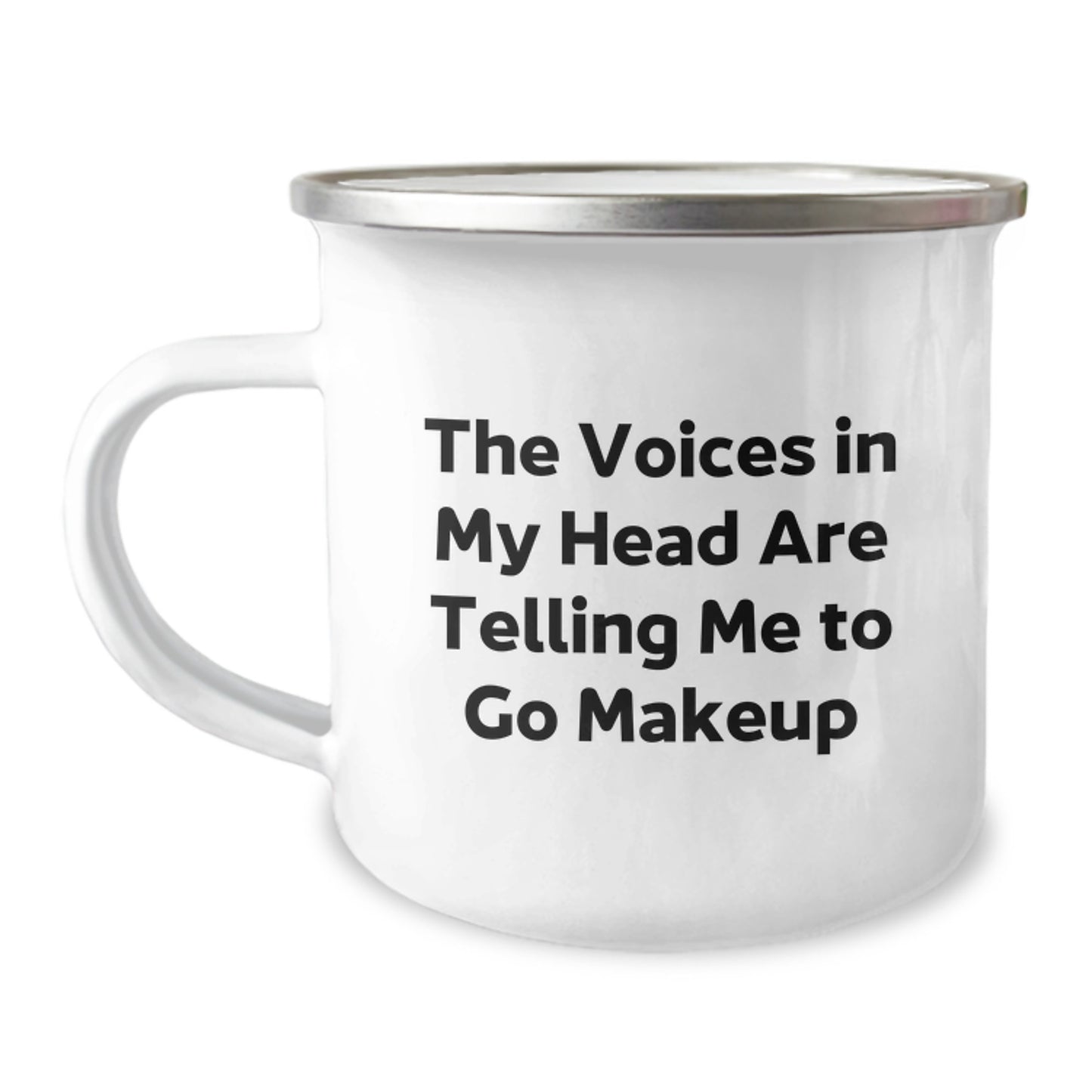 Funny Makeup Lovers Gifts from Friends to Women, Unique Christmas Mugs with The Voices In My Head Are Telling Me To Go Makeup, Perfect for Camping - Image 1