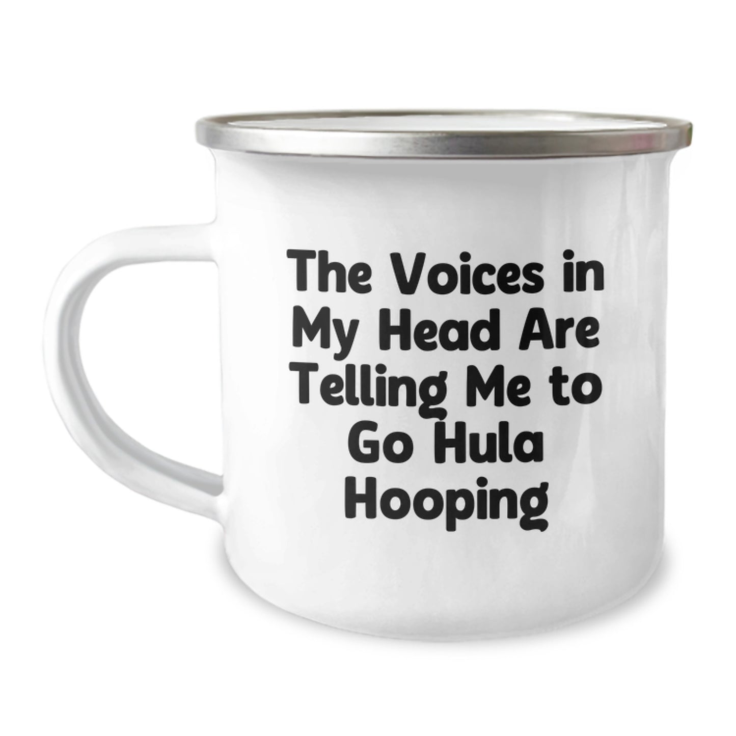 Funny Hula Hooping Christmas Unique Gifts from Friends for Hula Hooping Women - The Voices In My Head Are Telling Me To Go Hula Hooping Camping Mug - Image 1