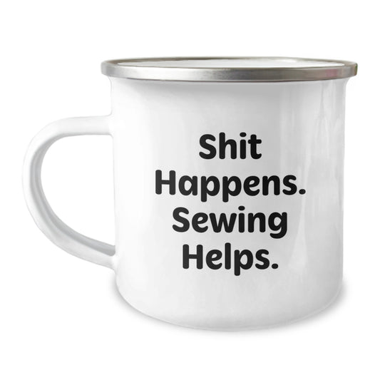 Funny Sewing Gifts for Women Sewing Enthusiasts - Unique Camping Mug from Friends for Sewing Lovers - Image 1