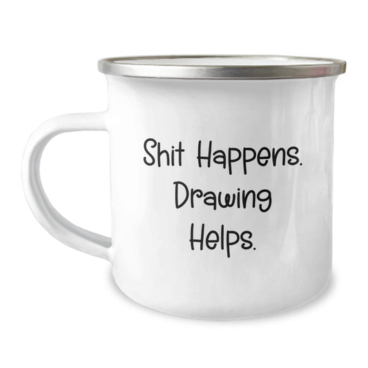 Funny Drawing Gifts for Drawing Lovers - Shit Happens. Drawing Helps. Christmas Unique Mugs from Friends - Image 1