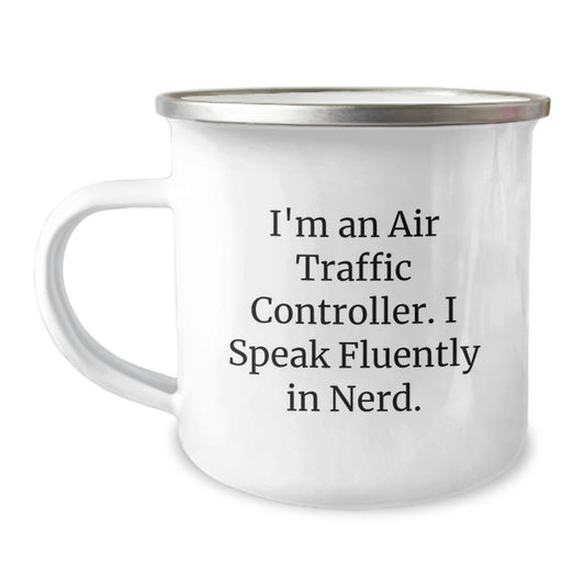 Funny Air Traffic Controller Gifts for Men - 'I Speak Fluently In genius.' Camping Mug - Unique Christmas Memorable Presents from Friends or Family - Image 1