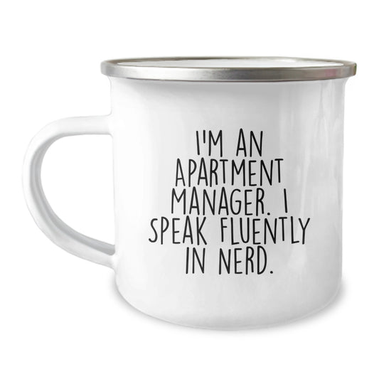 Funny Apartment Manager Gift Ideas for Men, 'I'm An Apartment Manager. I Speak Fluently In genius.', Christmas Unique Gifts from Friends - Image 1