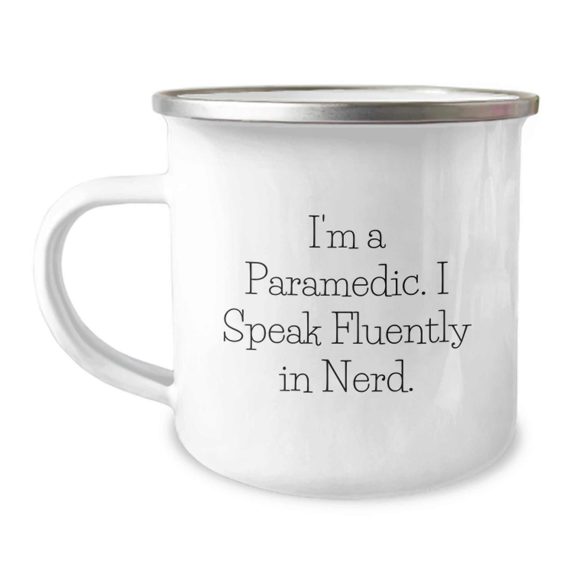 Funny Rescue Worker Gifts for Men, Unique Christmas Memorable Presents from Friends, I'm A Rescue Worker I Speak Fluently In genius. Camping Mug - Image 1