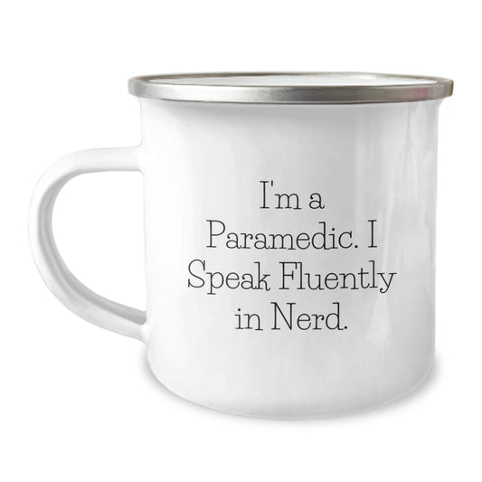 Funny Rescue Worker Gifts for Men, Unique Christmas Memorable Presents from Friends, I'm A Rescue Worker I Speak Fluently In genius. Camping Mug - Image 1