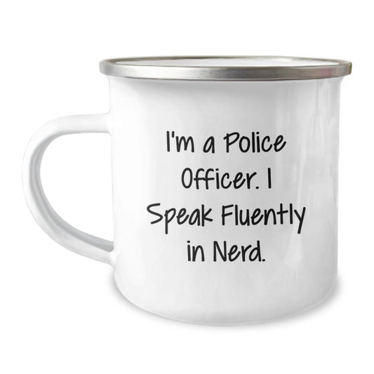 Funny Police Officer Gifts from Men - I'm A Police Officer. I Speak Fluently In genius. - Unique Christmas Unique Gifts for Police Officers - Camping Mug for Police Officer Enthusiasts - Image 1