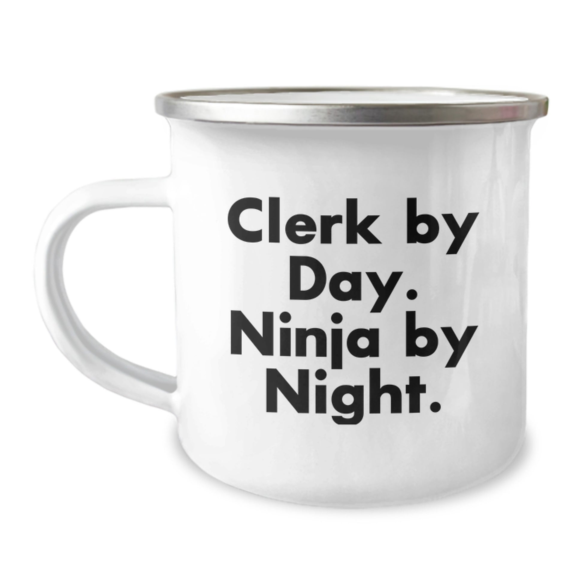 Clerk By Day, Ninja By Night, Funny Camping Mug for Clerk Gifts from Friends, Ideal for Men and Women Graduation Unique Gifts - Image 1