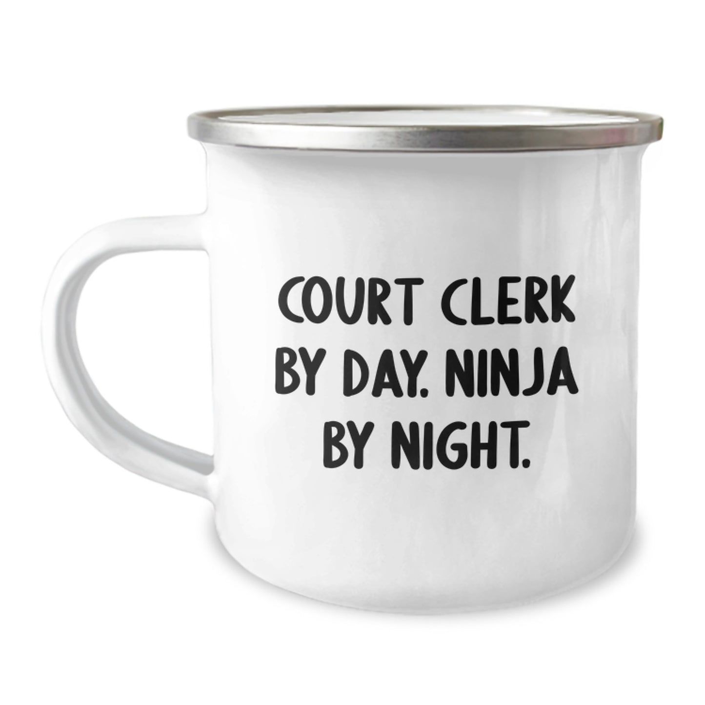 Gifts from Friends for Court Clerk - Court Clerk By Day. Ninja By Night. Funny Camping Mug, Unique Christmas Unique Gifts for Men, Stainless Steel with Enamel Finish - Image 1