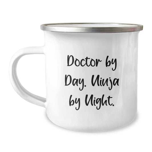 Funny Doctor Gifts, Unique Camping Mug for Men, 'Doctor By Day. Ninja By Night.' Quote, Christmas Unique Gifts from Friends - Image 1