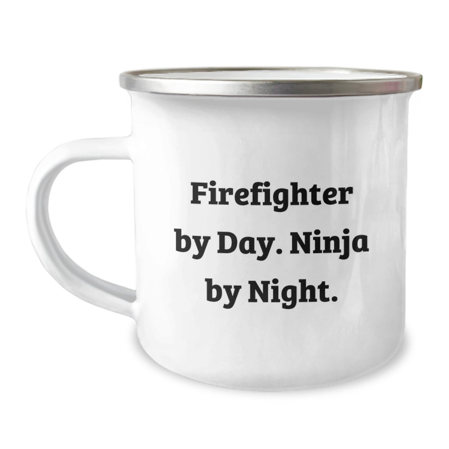Firefighter Gifts from Friends, Firefighter By Day. Ninja By Night. Inscribed Funny Birthday Camping Mug for Firefighter - Image 1