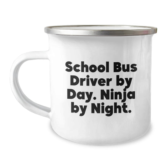 Funny School Bus Driver Gifts from Family to School Bus Driver Men Christmas Unique Mugs - School Bus Driver By Day. Ninja By Night. - Image 1