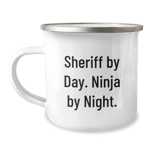 Funny Sheriff Gifts for Men from Friends, Unique Camping Mug for Sheriff, Sheriff By Day. Ninja By Night. Christmas Unique Gifts - Image 1
