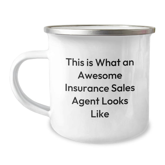 Funny Insurance Sales Agent Gifts from Friends, Christmas Unique Inspirational Mugs for Men, Camping Mug with Quote 'This Is What An Awesome Insurance Sales Agent Looks Like' - Image 1