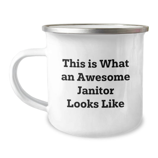 Funny Janitor Gifts from Friends - This 'Awesome Janitor' Camping Mug for Men, Women, Coworkers, Family - Image 1