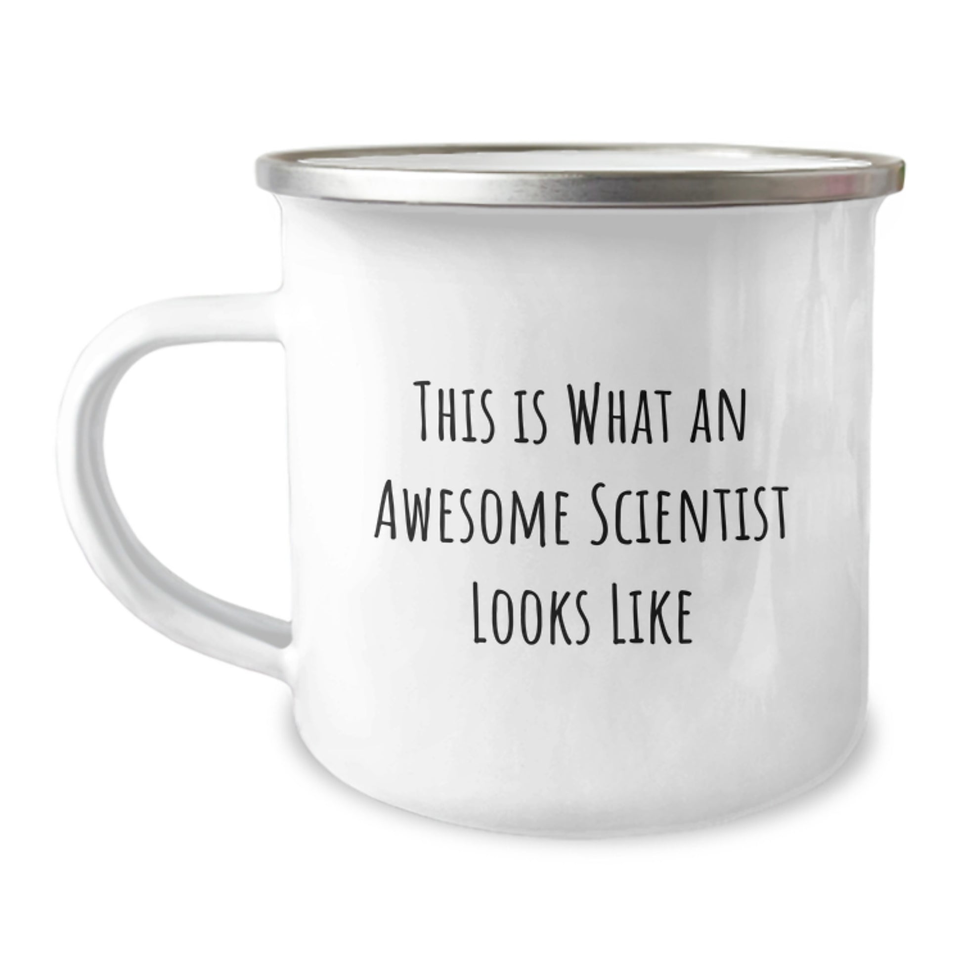 Funny Scientist Gifts from Friends for Men Graduation Unique Gifts with This Is What An Awesome Scientist Looks Like Quote on 12 oz Stainless Steel Camping Mug - Image 1
