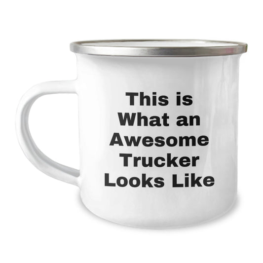 Funny Trucker Gifts from Friends for Awesome Truckers, Christmas Unique Mugs for Camping Enthusiasts, This 'Is What An Awesome Trucker Looks Like' - Image 1