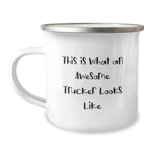 Funny Trucker Gifts This Is What An Awesome Trucker Looks Like Camping Mug for Men Friends Family - Image 1