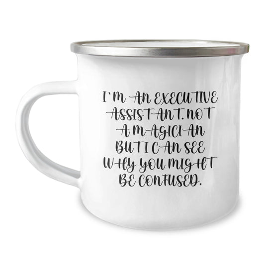 Funny Executive Assistant Gifts for Her - I'm Not a Magician But I Can See Why You Might Be Confused Christmas Mugs for Coworkers 12oz Stainless Steel Enamel Finish - Image 1