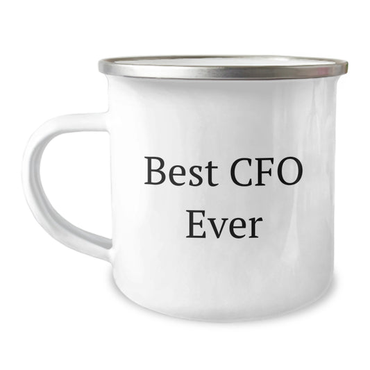 Funny CFO Gifts for Men Camping Mug Best Cfo Ever Quote, Unique Christmas Memorable Presents from Friends for CFOs, 12 oz Stainless Steel Enamel - Image 1