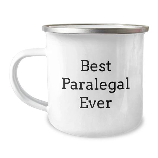 Funny Gifts from Paralegal Colleagues, Best 'Paralegal Ever' Christmas Unique Gifts, 12 oz Stainless Steel Camping Mug - Image 1