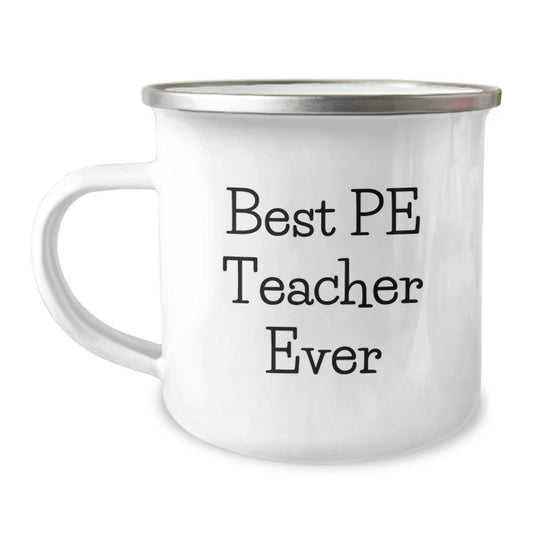 Funny PE Teacher Gifts for Men - Best Pe Teacher Ever Camping Mug, Christmas Unique Gifts from Friends to Family - Image 1