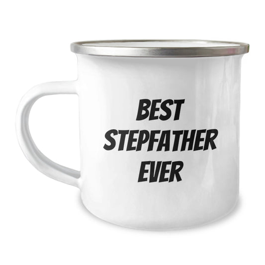 Funny Stepfather Gifts for Men on Christmas, Best Stepfather Ever Enamel Camping Mug, Perfect for Hiking and Traveling - Image 1