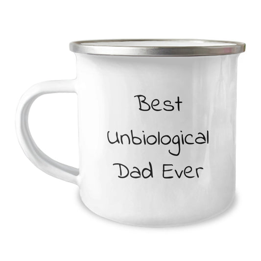 Funny Unbiological Dad Gifts for Him, Best Unbiological Dad Ever Camping Mug, Unique Christmas Unique Gifts from Family to Unbiological Dad, Stainless Steel with Enamel Finish - Image 1