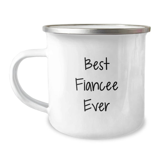 Funny Fiancee Gifts from Men for Christmas Unique - Best Fiancee Ever Camping Mug - Image 1