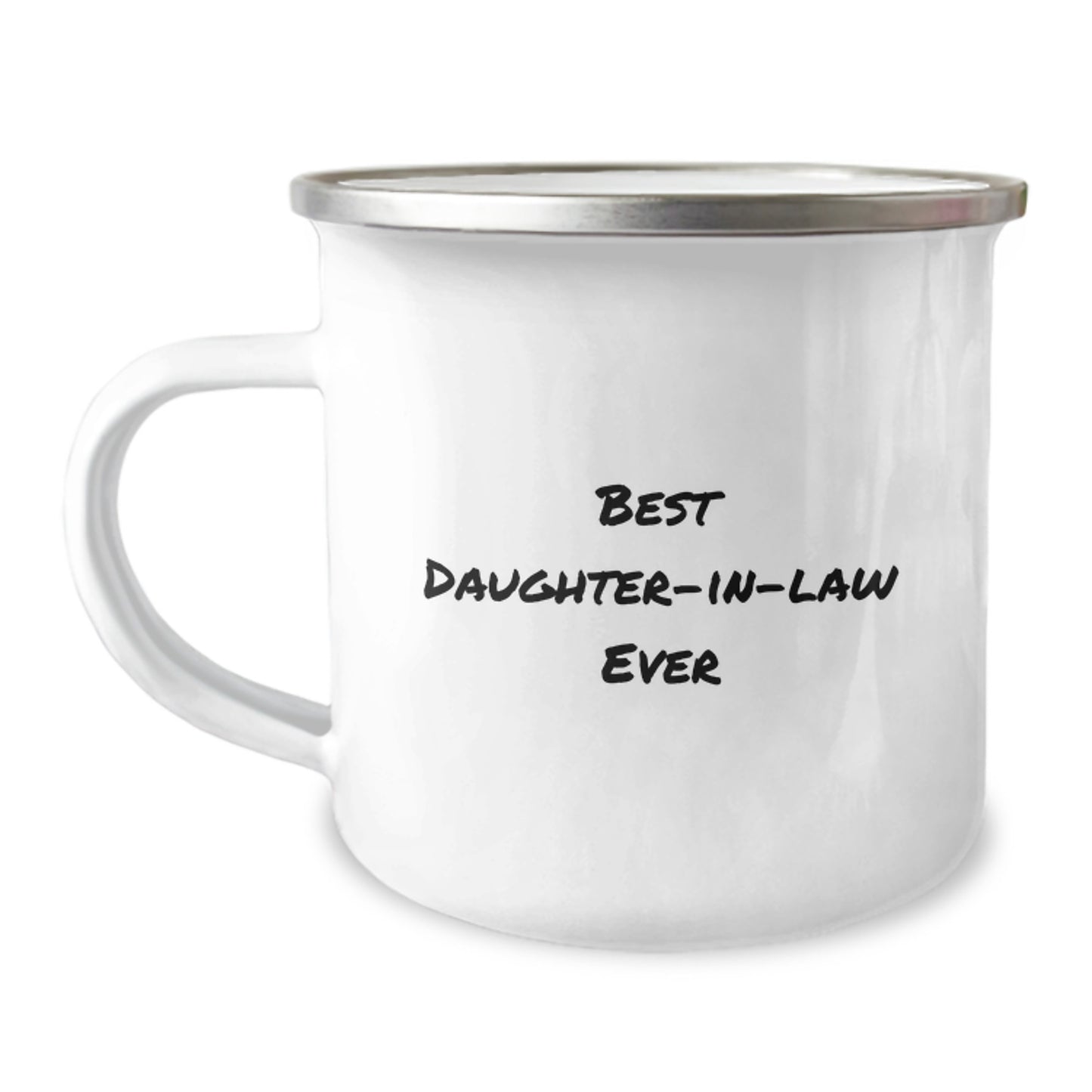 Daughter-in-law Camping Mug Gifts from Men - Best Daughter-in-law Ever Quote, 12 oz Stainless Steel with Enamel Finish, Perfect Graduation Gift - Image 1