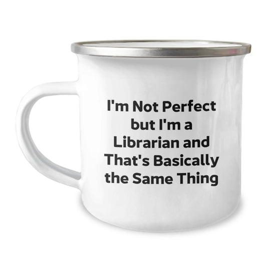 Librarian Gifts for Him Funny Coffee Mug Camping Essential Christmas Unique Presents from Friends for Librarian - Image 1