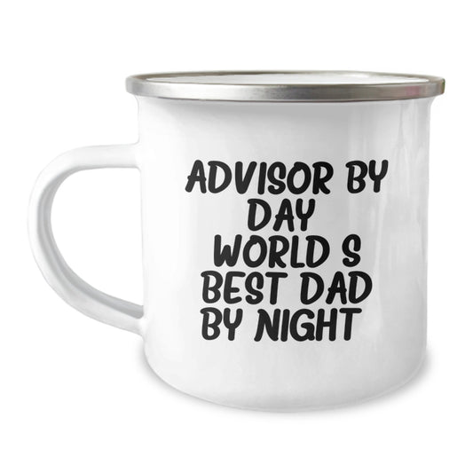 Funny Advisor Gifts, Camping Mug, 'Advisor By Day, World's Best Dad By Night' Unique Christmas Unique Gifts from Family for Men - Image 1