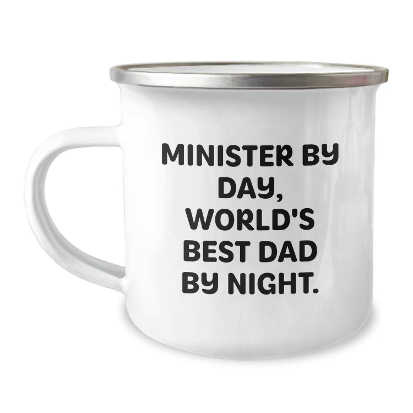 Funny Minister Gifts from Men to Ministers at Christmas Unique Presents, Minister By Day World's Best Dad By Night Camping Mug, Funny Camping Mugs for Ministers - Image 1
