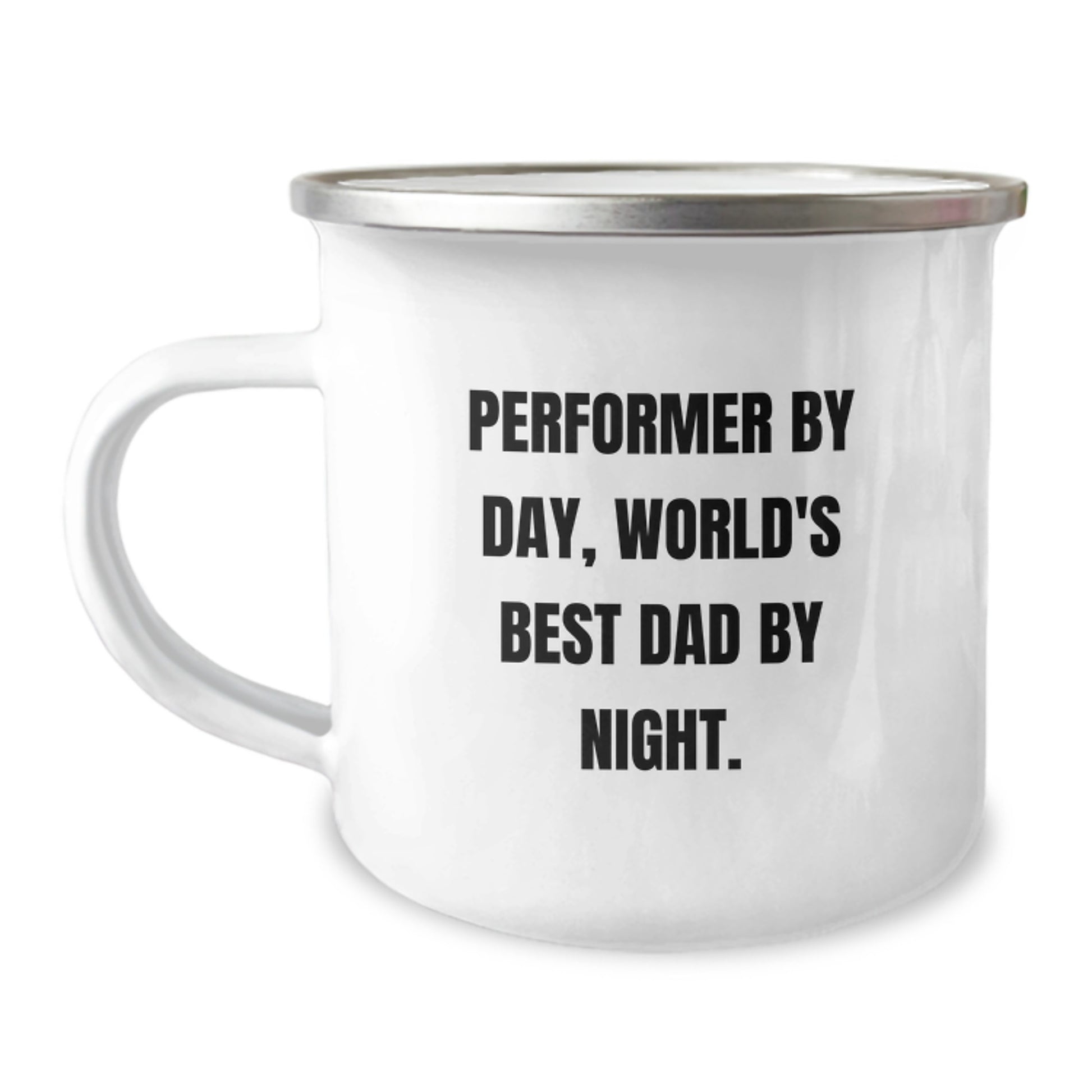 Performer Gifts for Men by Day, World's Best Dad By Night Funny Camping Mug for Graduation, Gifts from Family - 'Performer By Day, World's Best Dad By Night.' - Image 1