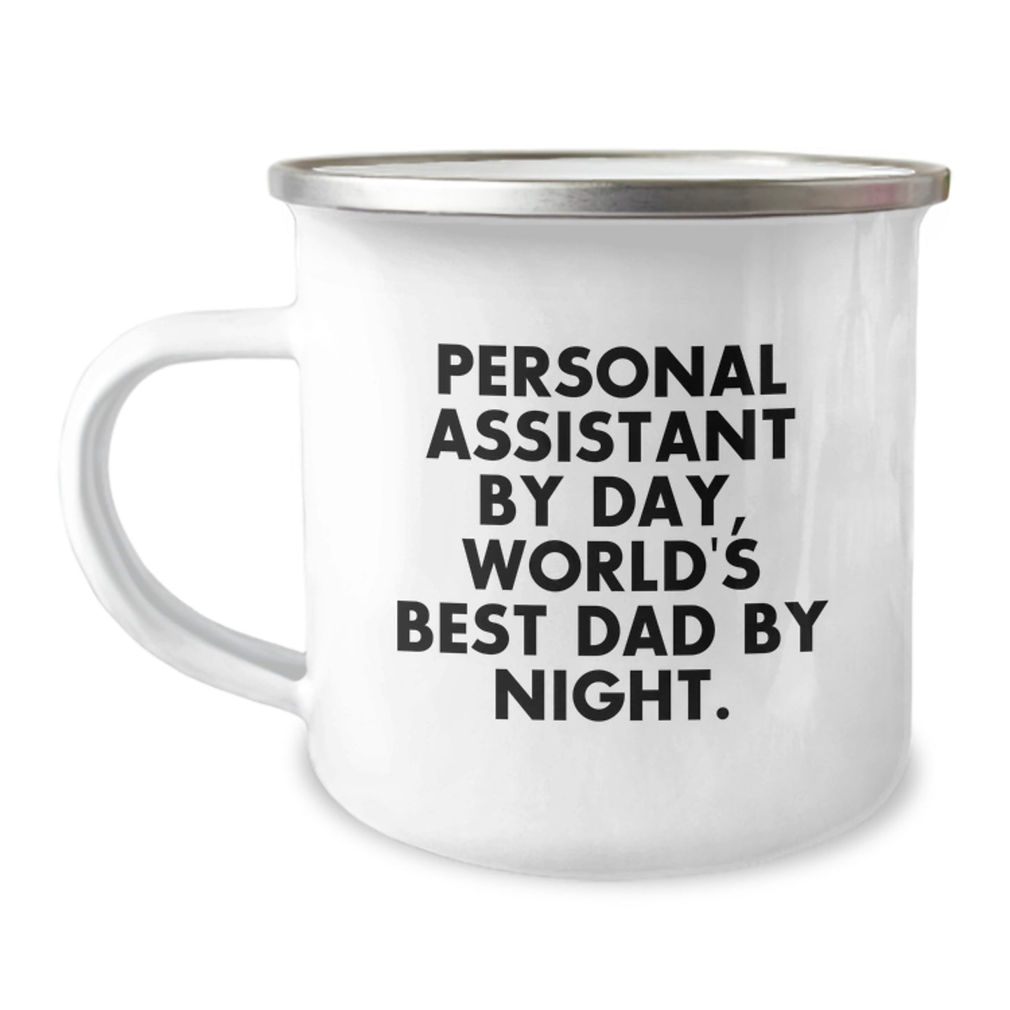 Personal Assistant Gifts from Dad, Funny Camping Mug for Graduation 'Personal Assistant By Day, World's Best Dad By Night.' - Image 1