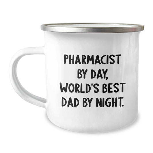 Pharmacist Gifts for Graduation - Camping Mug - 'Pharmacist By Day, World's Best Dad By Night.' Quote, Funny Dad Gift for Men, Friends, or Coworkers - Image 1