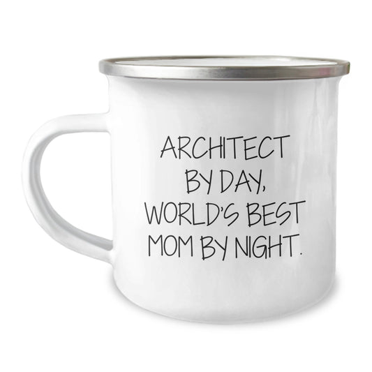 Architect Camping Mug Gifts from Family for Christmas Fun - 'Architect By Day, World's Best Mom By Night.' - Image 1