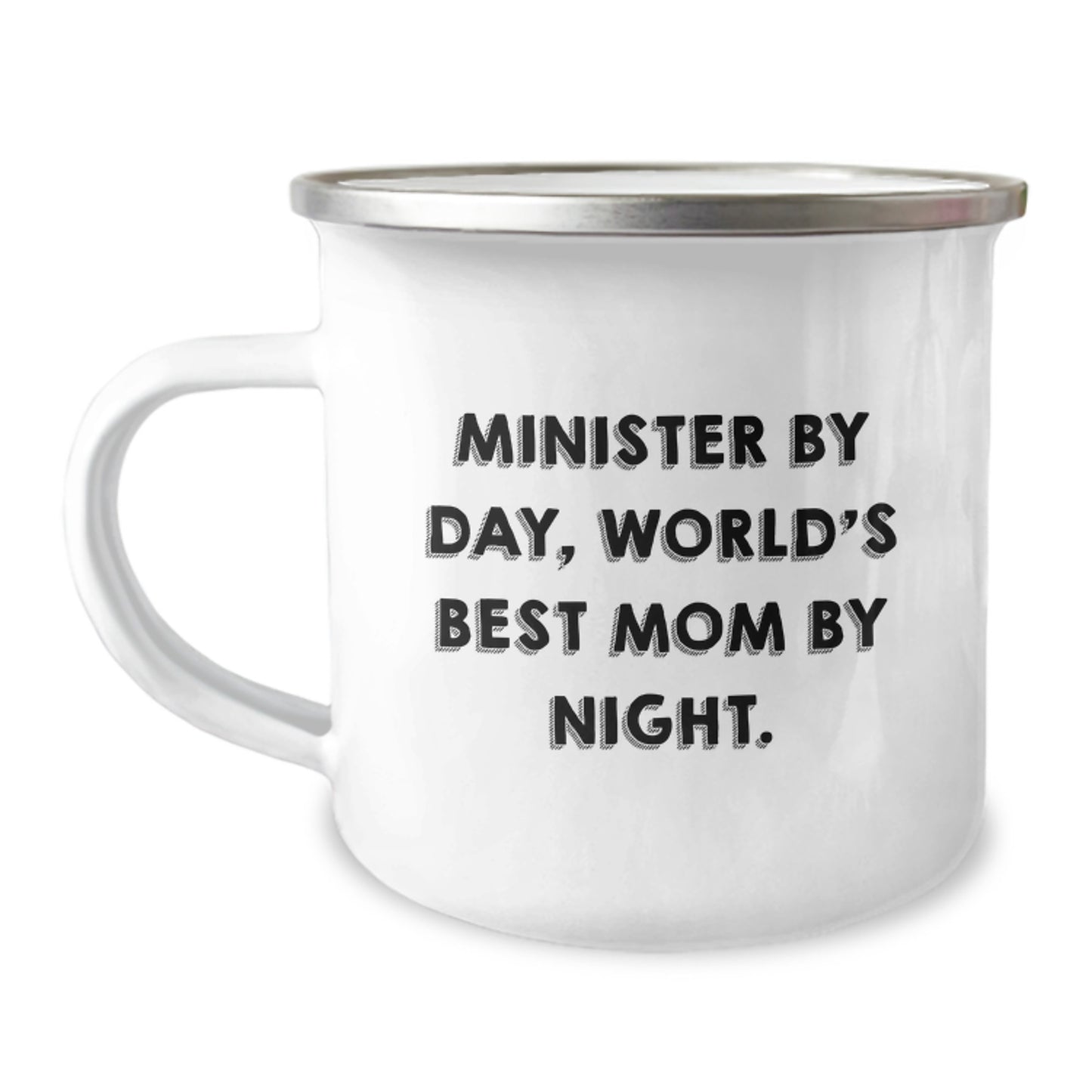 Minister Gifts from Friends and Family, Minister By Day, World's Best Mom By Night. - Funny Camping Mug for Birthday, 12 oz Stainless Steel - Image 1