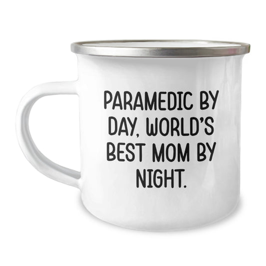 Funny Rescue Worker Gifts for Him Rescue Worker By Day, World's Best Dad By Night Camping Mug, 12 oz Stainless Steel with Enamel Finish - Image 1