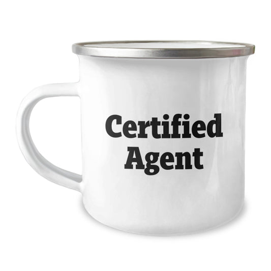 Certified Agent Christmas Unique Gifts from Family Funny Quotes Camping Mug, Unique Agent Gifts for Friends, Funny Camping Mug for Agents, Agent Camping Mug with Funny Quote - Image 1