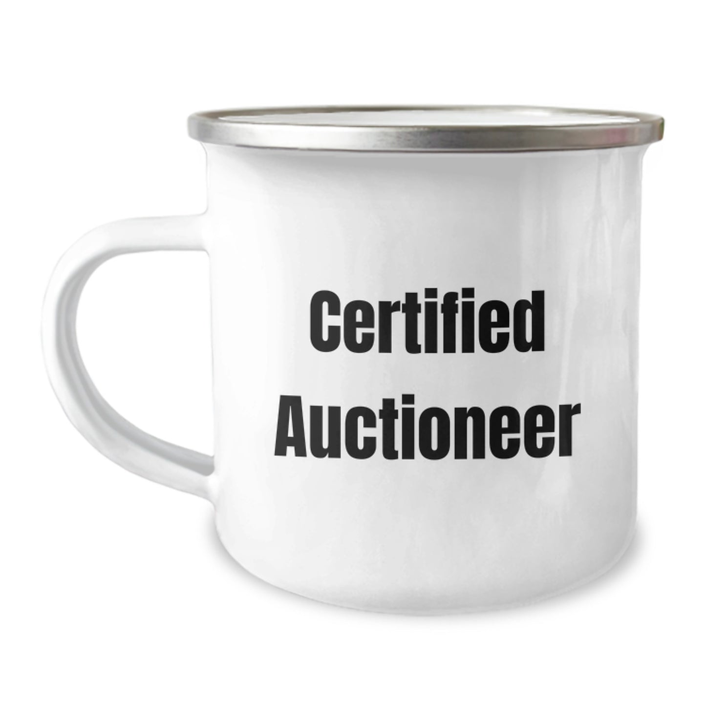 Funny Auctioneer Gifts from Men, Gifts for Auctioneer, Valentine's Unique Camping Mugs with Certified Auctioneer Quote, Insulated Stainless Steel Mug with Enamel Finish, Perfect for Camping or Office - Image 1