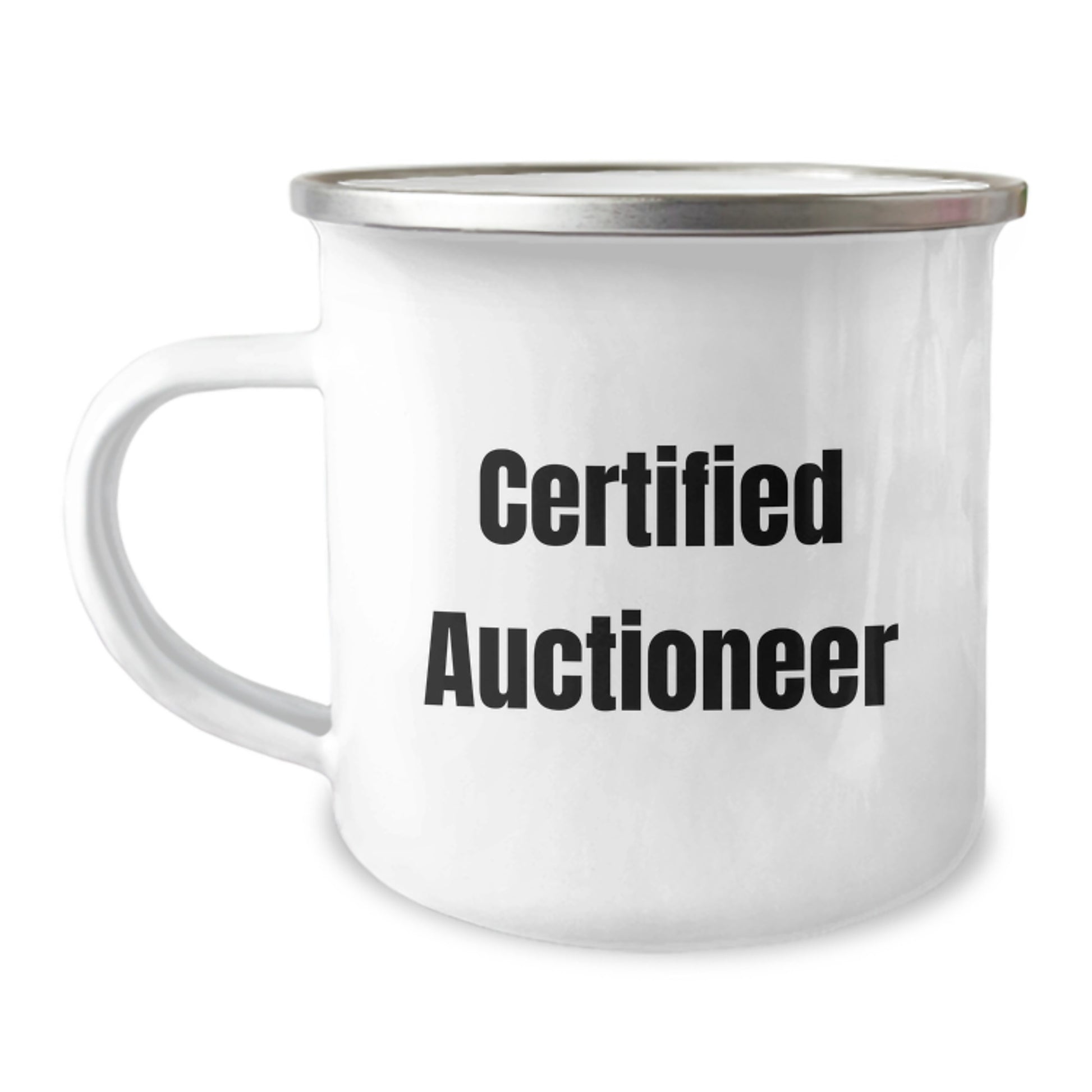 Funny Auctioneer Gifts from Men, Gifts for Auctioneer, Valentine's Unique Camping Mugs with Certified Auctioneer Quote, Insulated Stainless Steel Mug with Enamel Finish, Perfect for Camping or Office - Image 1