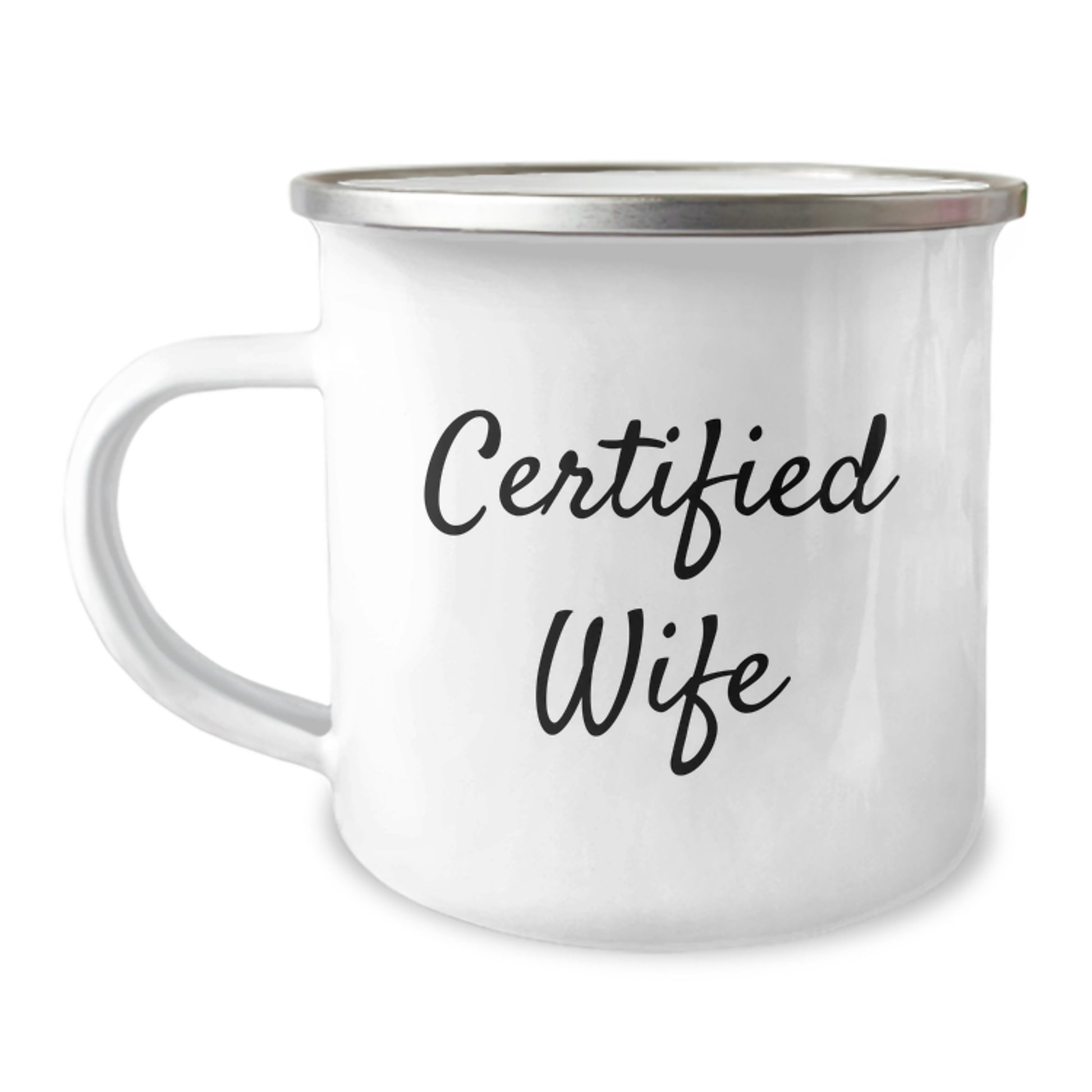 Funny Wife Gifts from Husband, Wife Camping Mug for Christmas, Certified Wife Quote - Image 1