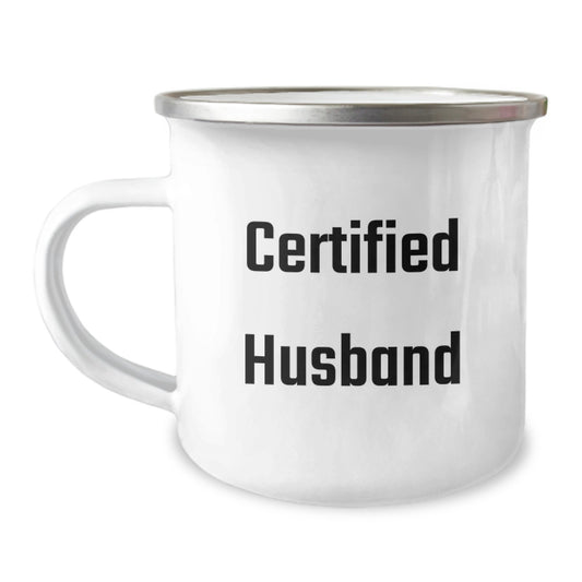 Funny Husband Camping Mug Gifts for Him, Certified Husband Quote, Christmas Unique Presents from Family to Men - Image 1