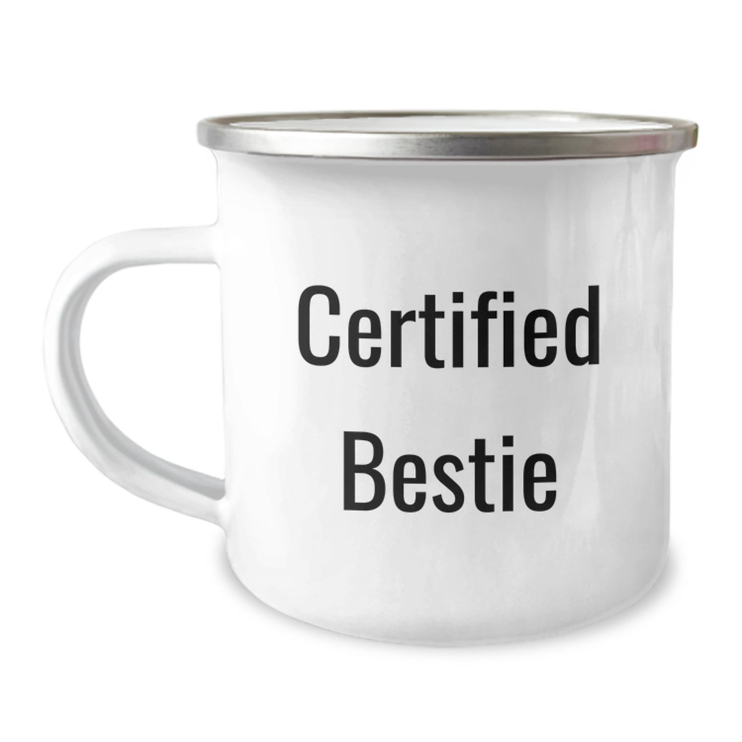 Funny Bestie Quotes Gifts from Friends - Bestie Camping Mug for Bestie, Bestie Christmas Unique Gifts, Bestie Funny Quote Enamel Mug, Perfect Bestie Gift - Image 1