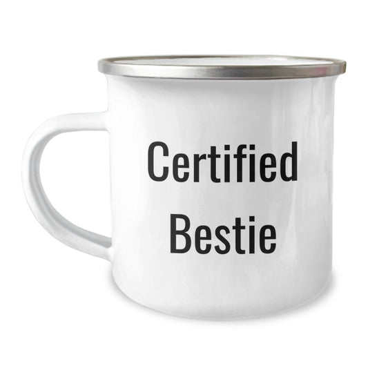Funny Bestie Quotes Gifts from Friends - Bestie Camping Mug for Bestie, Bestie Christmas Unique Gifts, Bestie Funny Quote Enamel Mug, Perfect Bestie Gift - Image 1