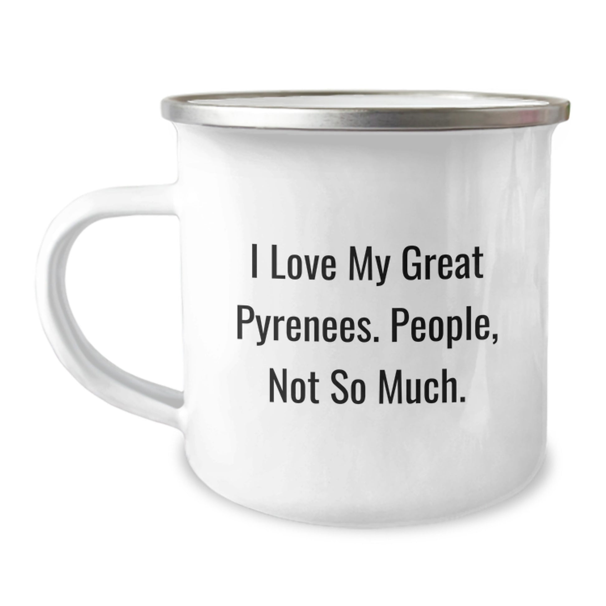 Great Pyrenees Dog Lover's Camping Mug, Funny Gifts from Family for Great Pyrenees Dog Owners, Christmas Unique Mug, Stainless Steel Enamel Finish - Image 1