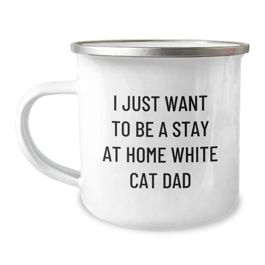 Funny White Cat Dad Camping Mug - Gifts from Men for White Cat Lovers - Unique Christmas Unique Gifts for Him - Image 1