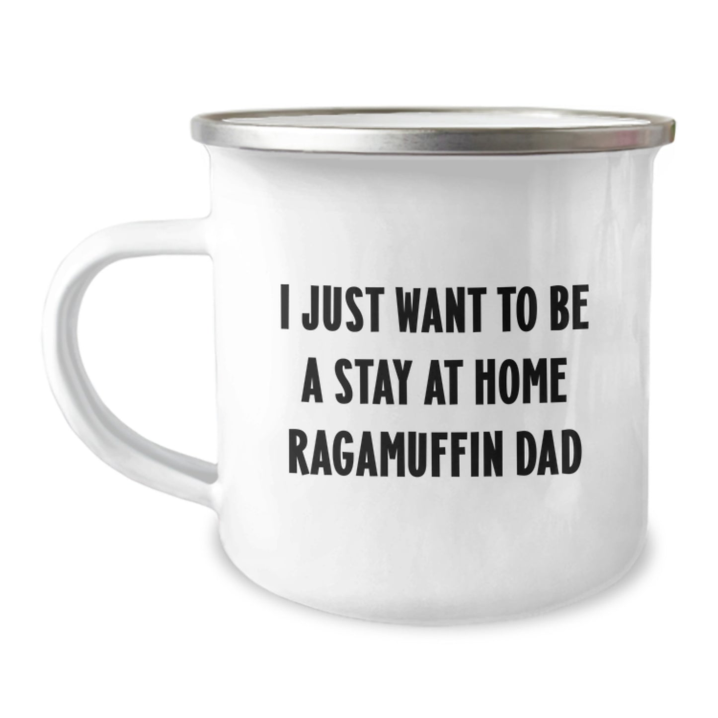 Funny Stay at Home Ragamuffin Dad Gifts from Men to Friends for Christmas Unique Camping Mugs, Funny Ragamuffin Cat Dad Quotes on Stainless Steel Mugs with Enamel Finish - Image 1